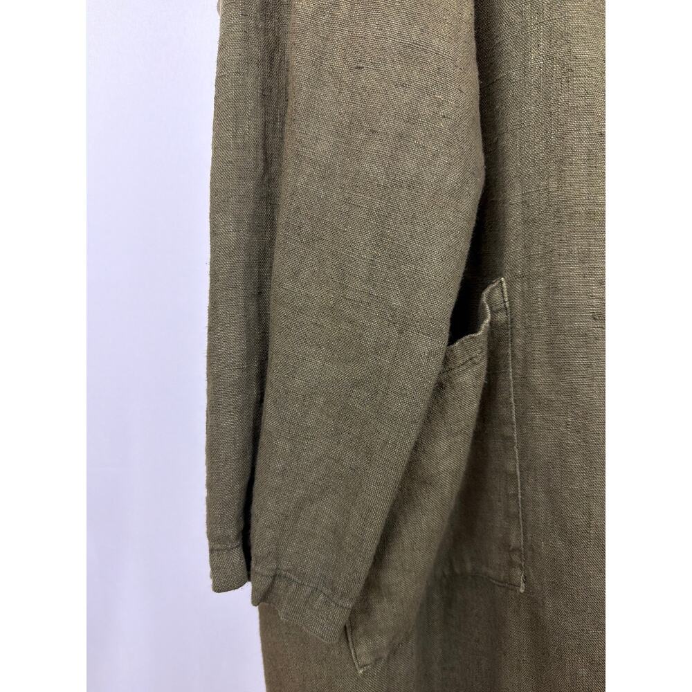 Cynthia Ashby Green Linen Long Sleeve Ruffled Snap Jacket Size XL - Picture 3 of 11